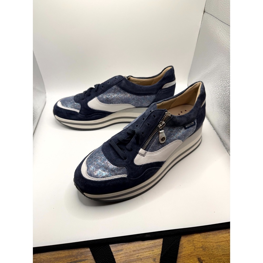 Mephisto‎ Olimpia Womens 10 Sneakers Jeans Blue Leather Velvet Walking Shoes